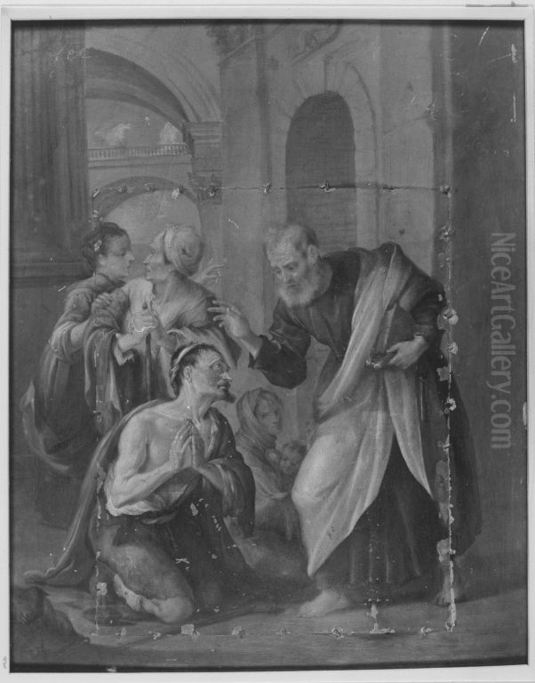 Petrus heilt einen Kranken Oil Painting by Alessandro Tiarini