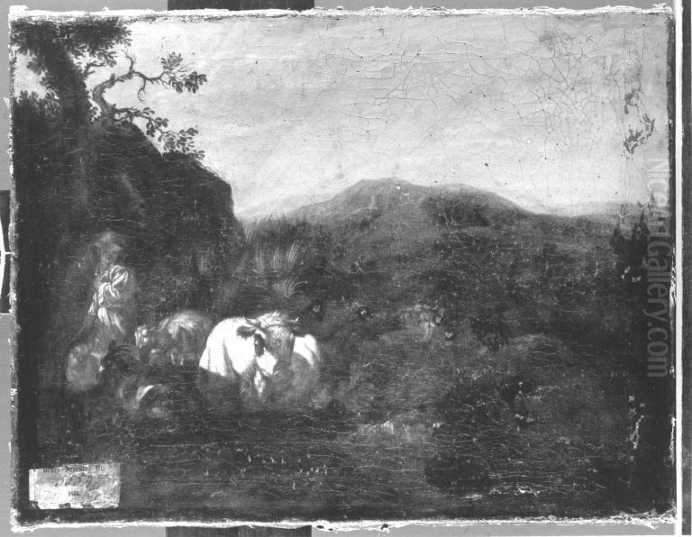 Ruhende Viehherde Oil Painting by Johann Heinrich Roos