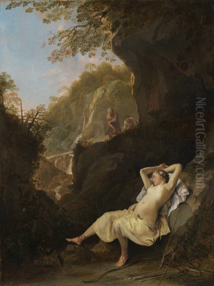 Schlafende Diana Oil Painting by Dirck Van Der Lisse