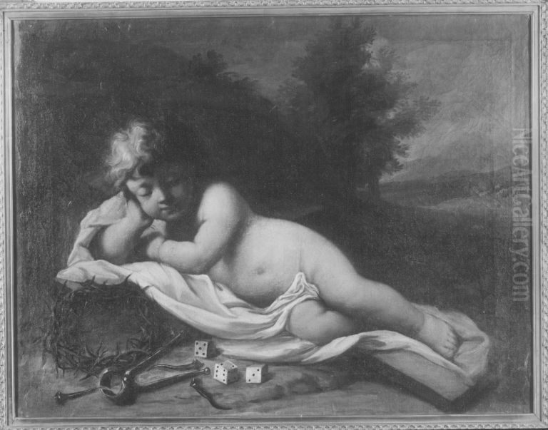 Schlafendes Jesuskind mit Marterwerkzeugen Oil Painting by Jacopo Amigoni