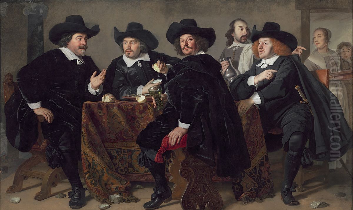 Four aldermen of the Kloveniersdoelen in Amsterdam, 1655. Oil Painting by Bartholomeus Van Der Helst