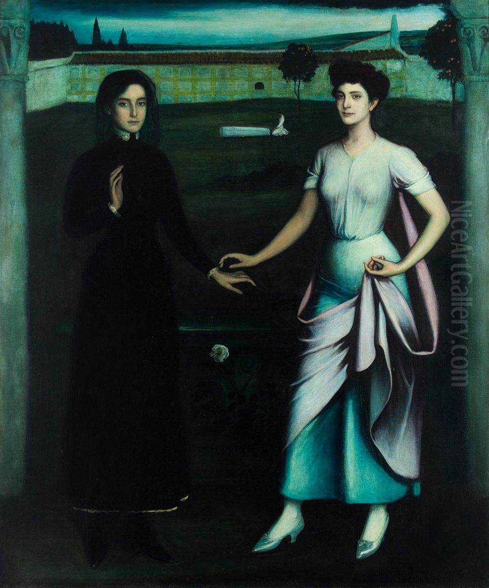 Amor sagrado, amor profano Oil Painting by Julio Romero De Torres