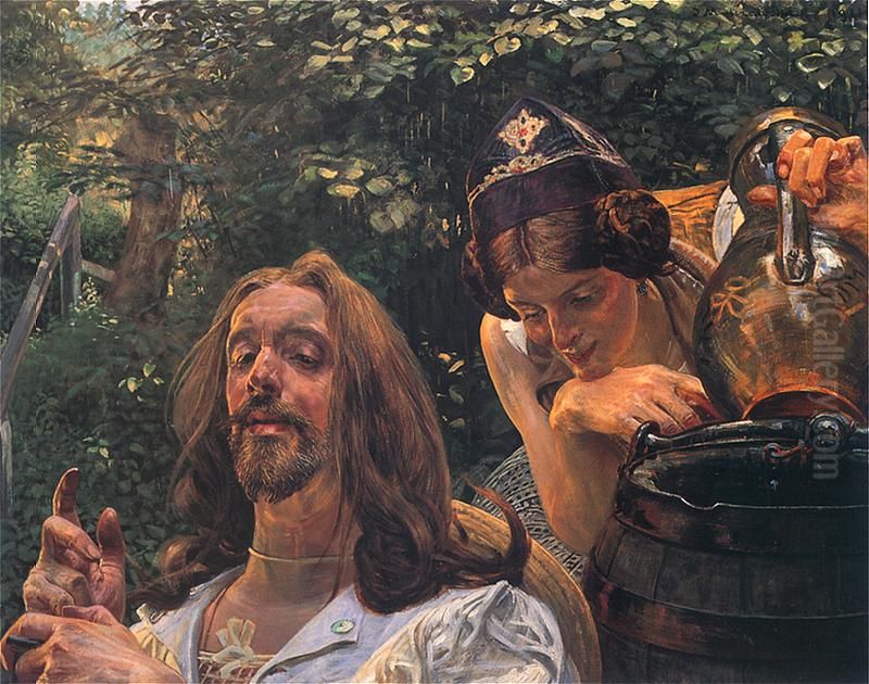 Jesus et la Samaritaine Oil Painting by Jacek Malczewski