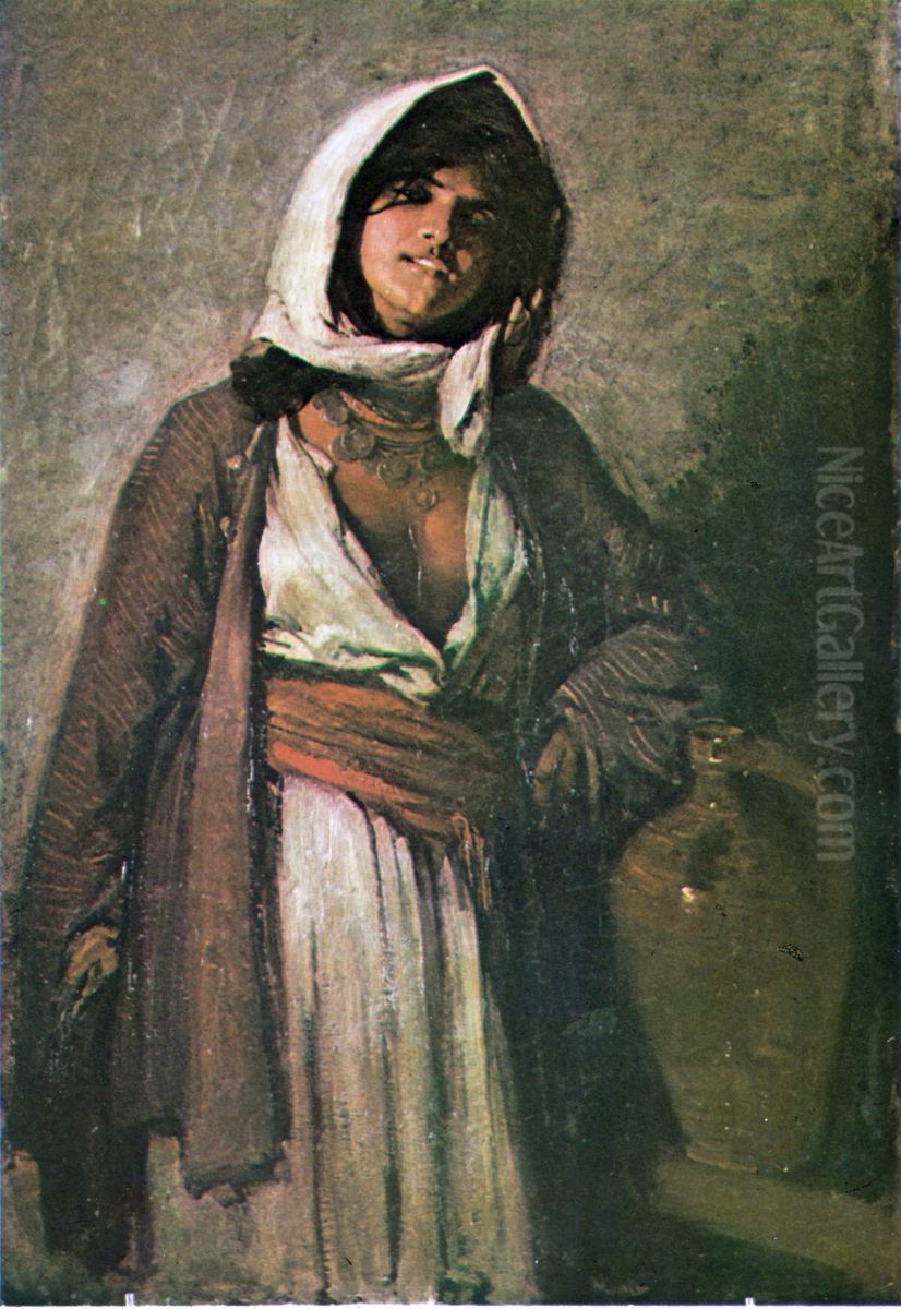 Tiganca de la Ghergani Oil Painting by Nicolae Grigorescu