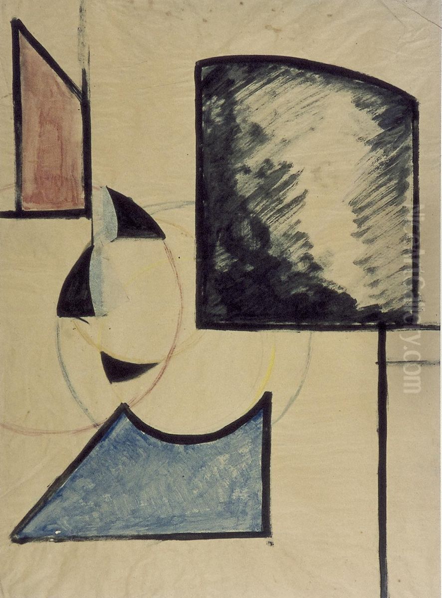 Portrait of Petro (Nelly van Doesburg) Oil Painting by Theo van Doesburg