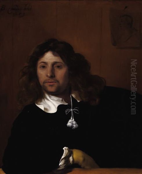 Portrait of a man leaning his arm on a ledge Oil Painting by Bartholomeus Van Der Helst
