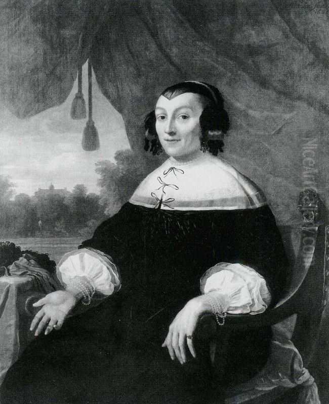 Portrait of a Lady, possibly Ermgaard Emerantia Hoefslager Oil Painting by Bartholomeus Van Der Helst