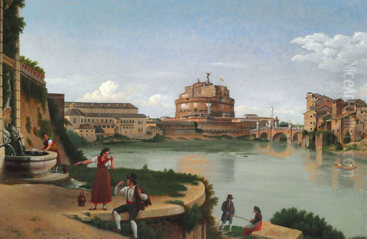 Castel St Angelo Oil Painting by Christoffer Wilhelm Eckersberg