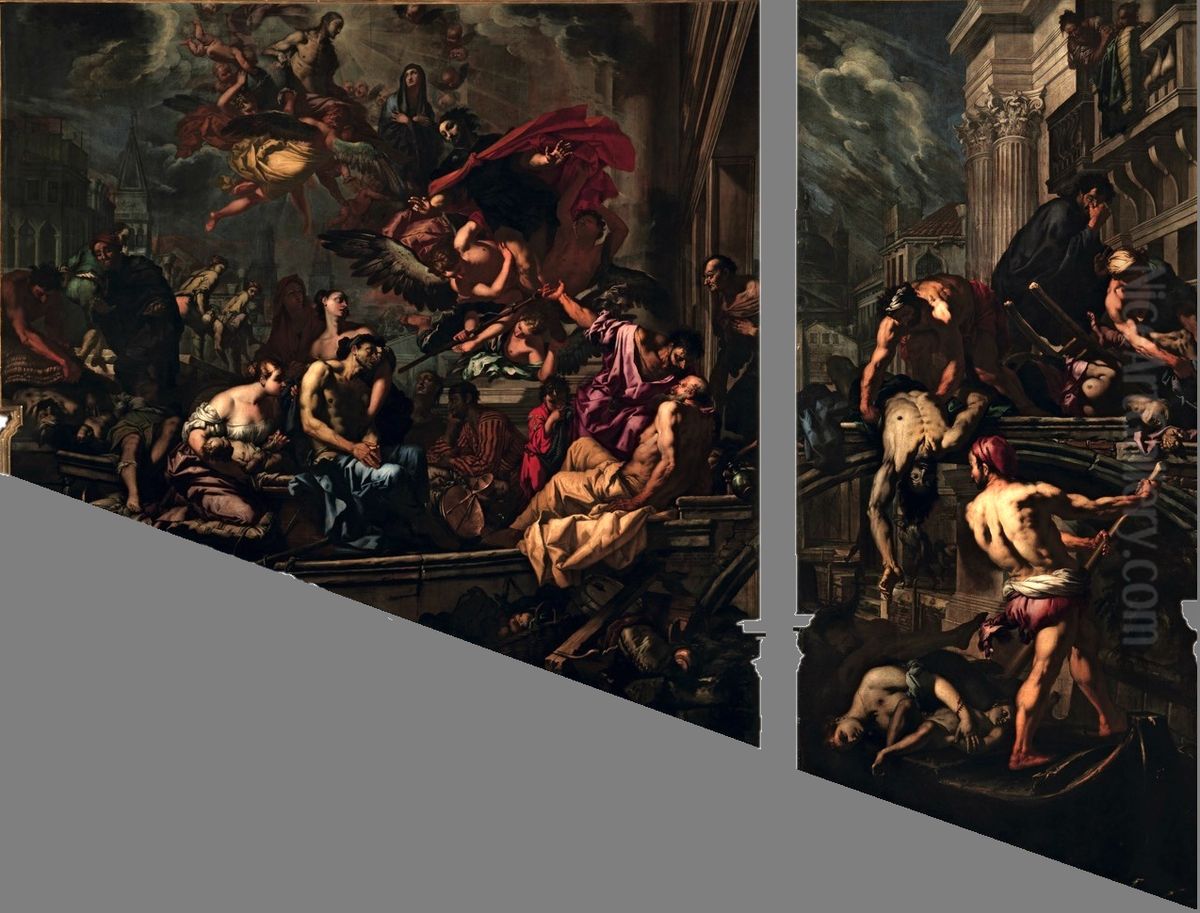 The Virgin Appearing to the Plague Victims Oil Painting by Antonio Zanchi