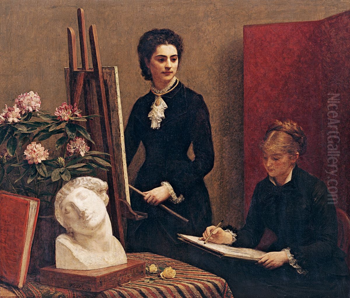 La lecon de dessin dans l'atelier Oil Painting by Henri Fantin-Latour