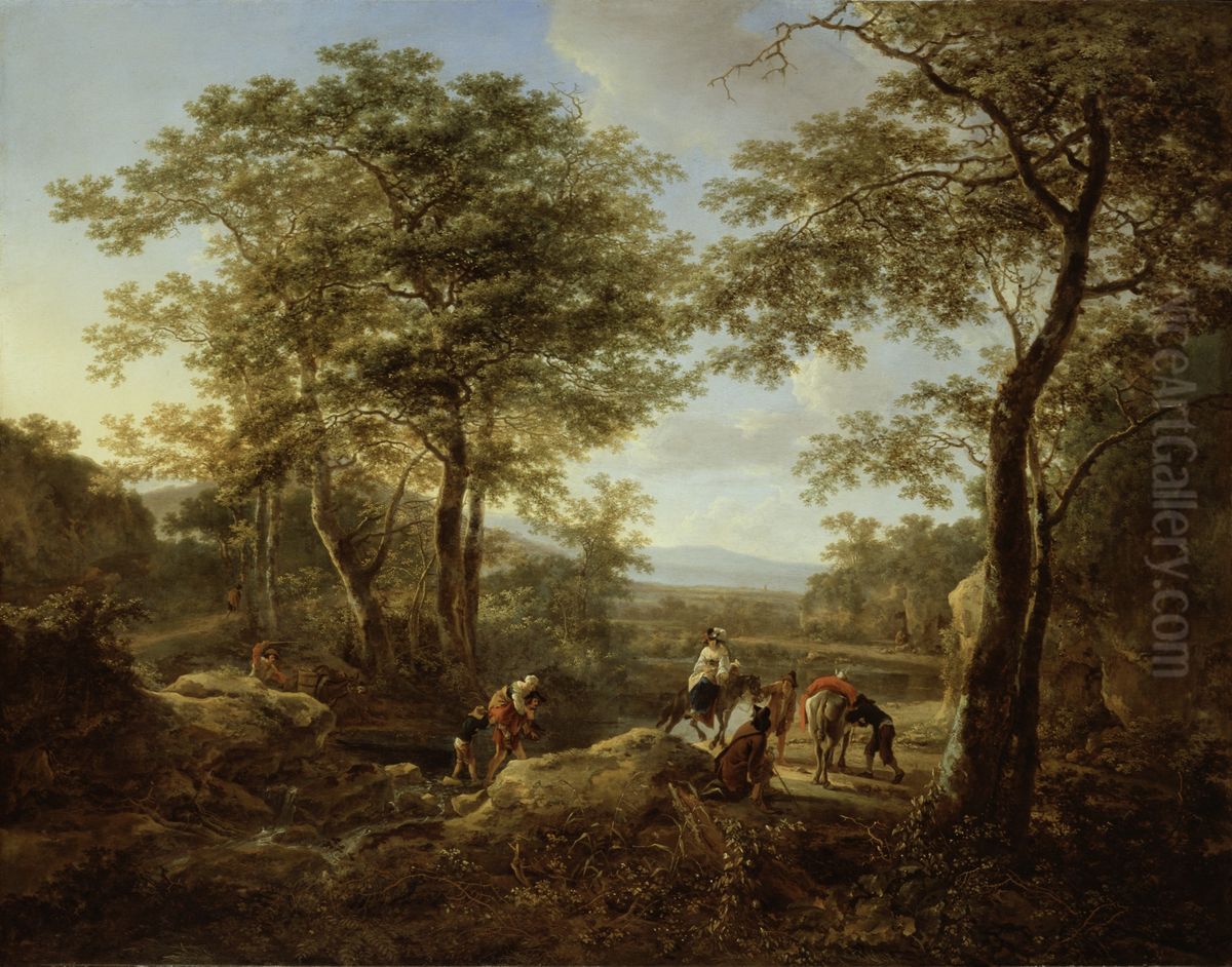 The Ford and Halt of the Travelers Oil Painting by Jan Both