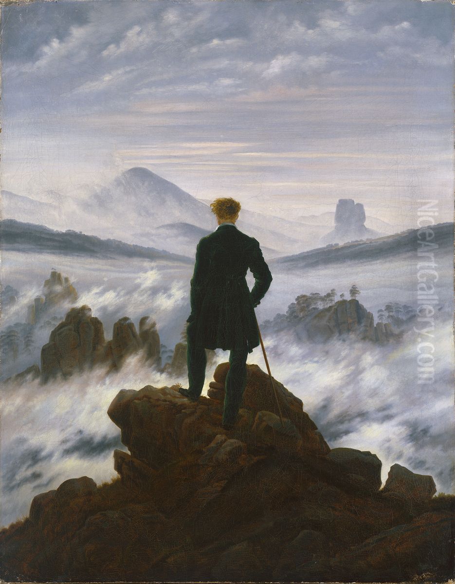 Der Wanderer uber dem Nebelmeer Oil Painting by Caspar David Friedrich