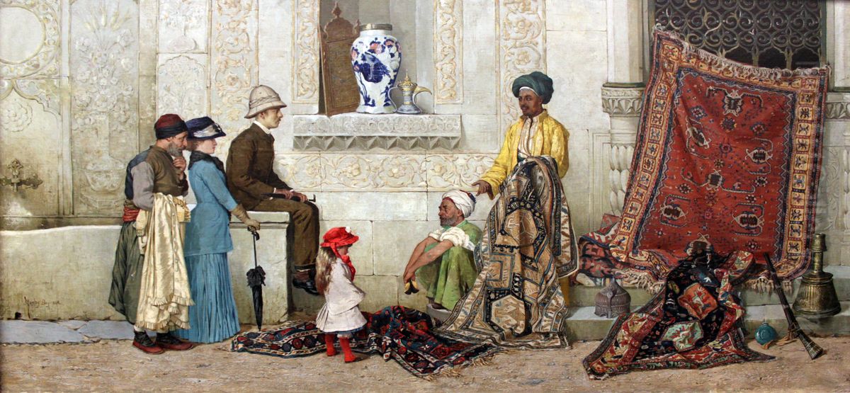 Persischer Teppichhandler auf der Strasse Oil Painting by Osman Hamdi Bey
