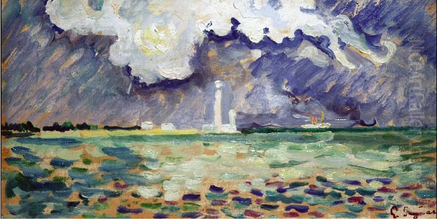 Lighthouse at Gatteville Oil Painting by Paul Signac