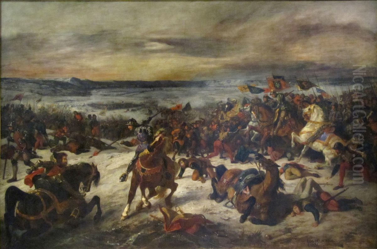 Battle of Nancy (1477) Oil Painting by Eugene Delacroix