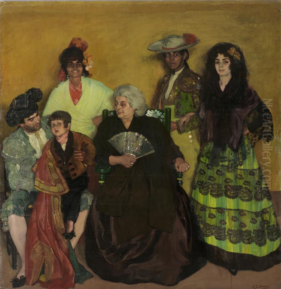 The Family of the Gypsy Bullfighter Oil Painting by Ignacio Zuloaga