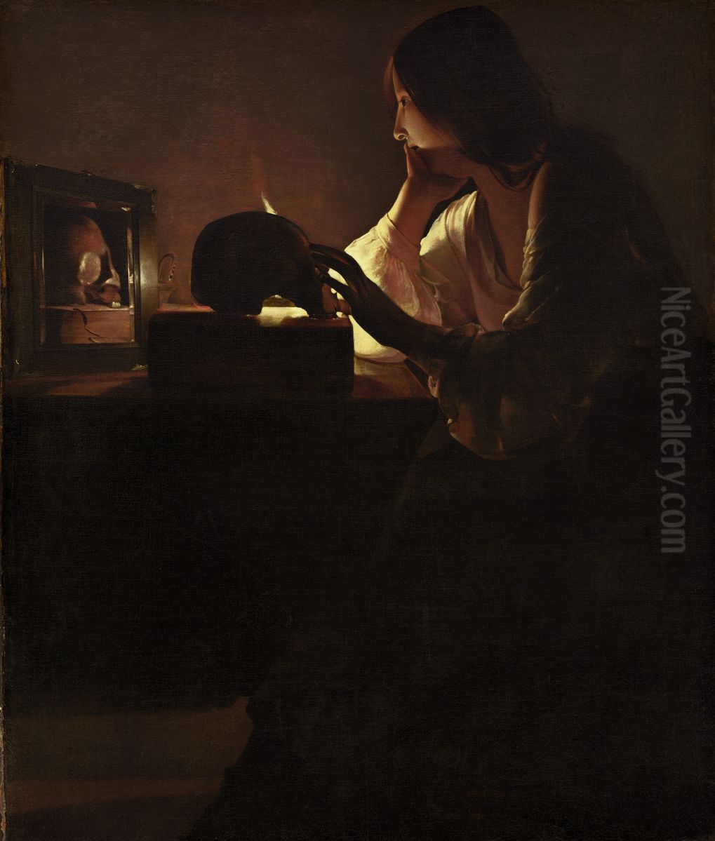 The Repentant Magdalen Oil Painting by Georges de La Tour