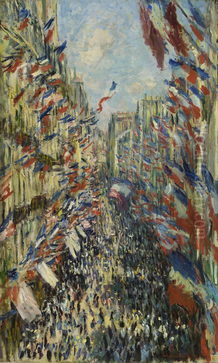 La rue Montorgueil a Paris. Fete du 30 juin 1878 Oil Painting by Claude Oscar Monet