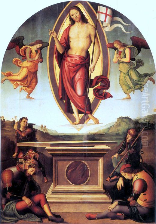 San Francesco al Prato Resurrection Oil Painting by Pietro Vannucci Perugino