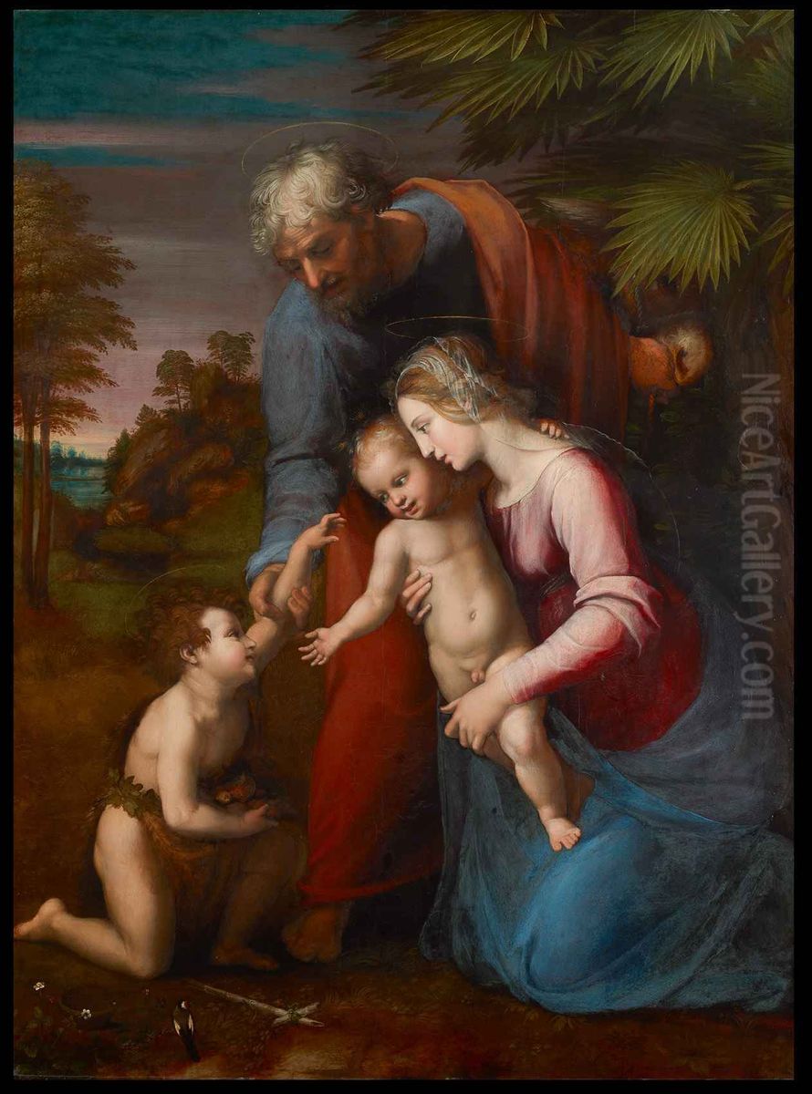 Holy Family and young St. John the Baptist Oil Painting by Raphaeland workshop