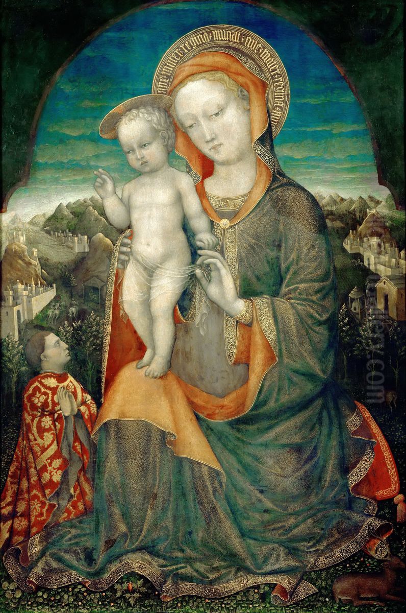La Vierge d'humilite adoree par un prince de la maison d'Este Oil Painting by Jacopo Bellini