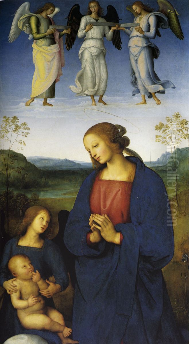 The Virgin and Child with an Angel Oil Painting by Pietro Vannucci Perugino