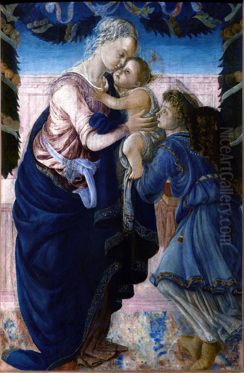 Madonna and Child with an Angel Oil Painting by Sandro Botticelli