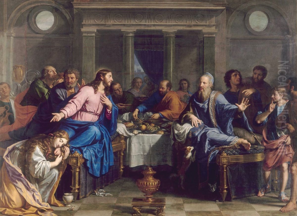 Le repas chez Simon Oil Painting by Philippe de Champaigne