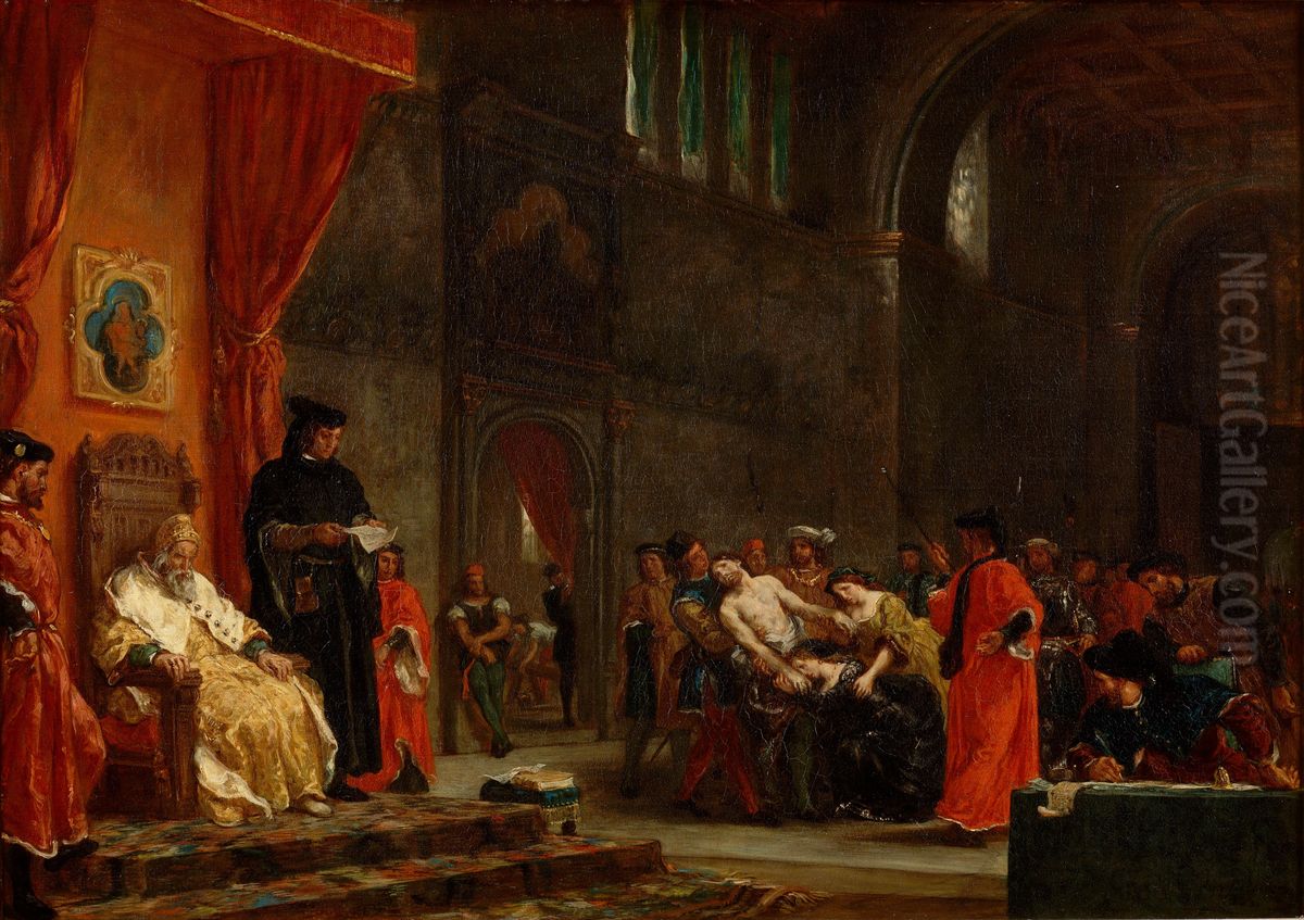 Les Deux Foscari Oil Painting by Eugene Delacroix