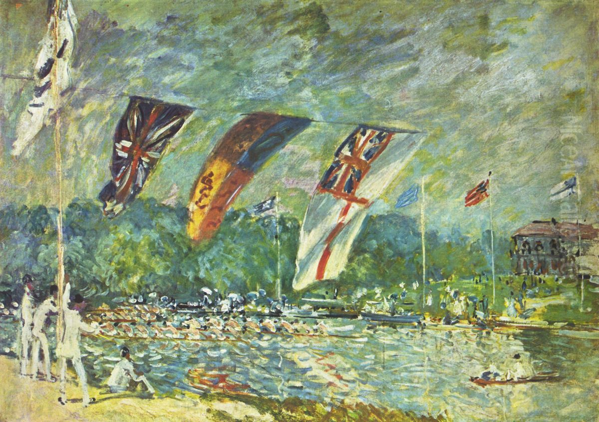 Regatta in Molesey Oil Painting by Alfred Sisley