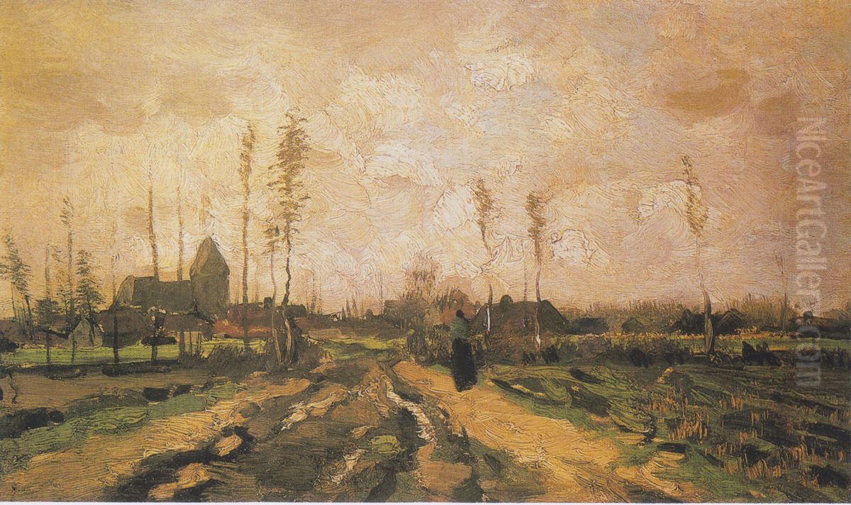 Landschaft mit Kirche und Hausern Oil Painting by Vincent Van Gogh