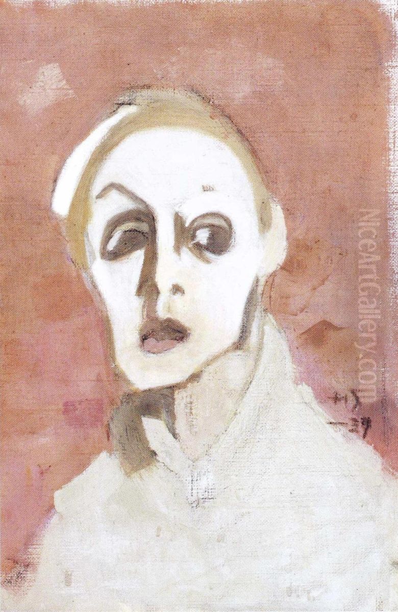 Mustasuinen omakuva Oil Painting by Helene Schjerfbeck