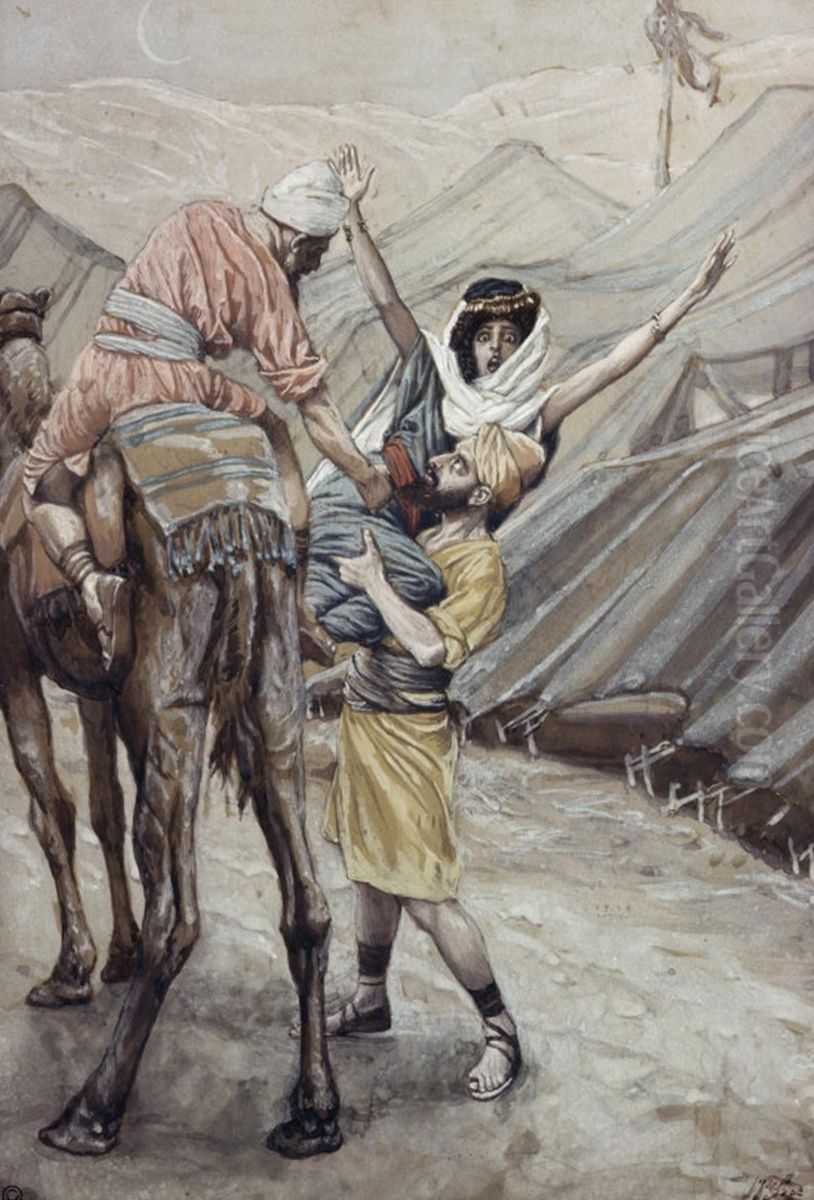 The Seduction of Dinah, Daughter of Leah Oil Painting by James Jacques Joseph Tissot