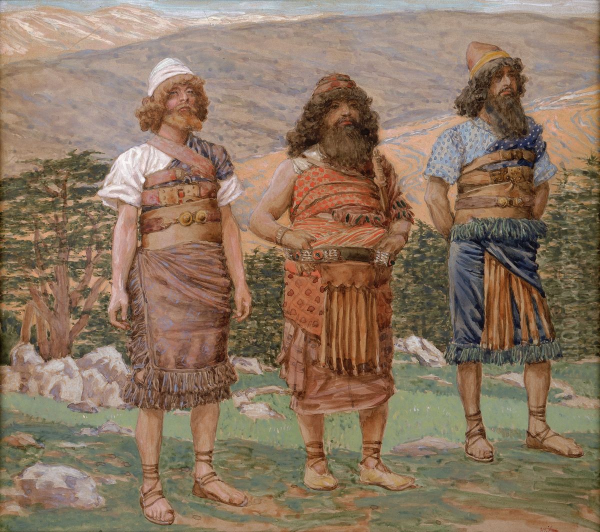 Shem, Ham and Japheth Oil Painting by James Jacques Joseph Tissot