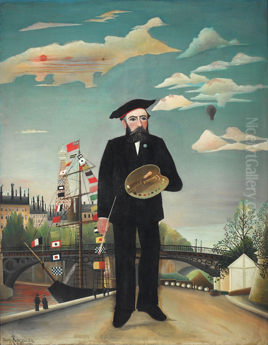 Portrait - Landscape Oil Painting by Henri Julien Rousseau