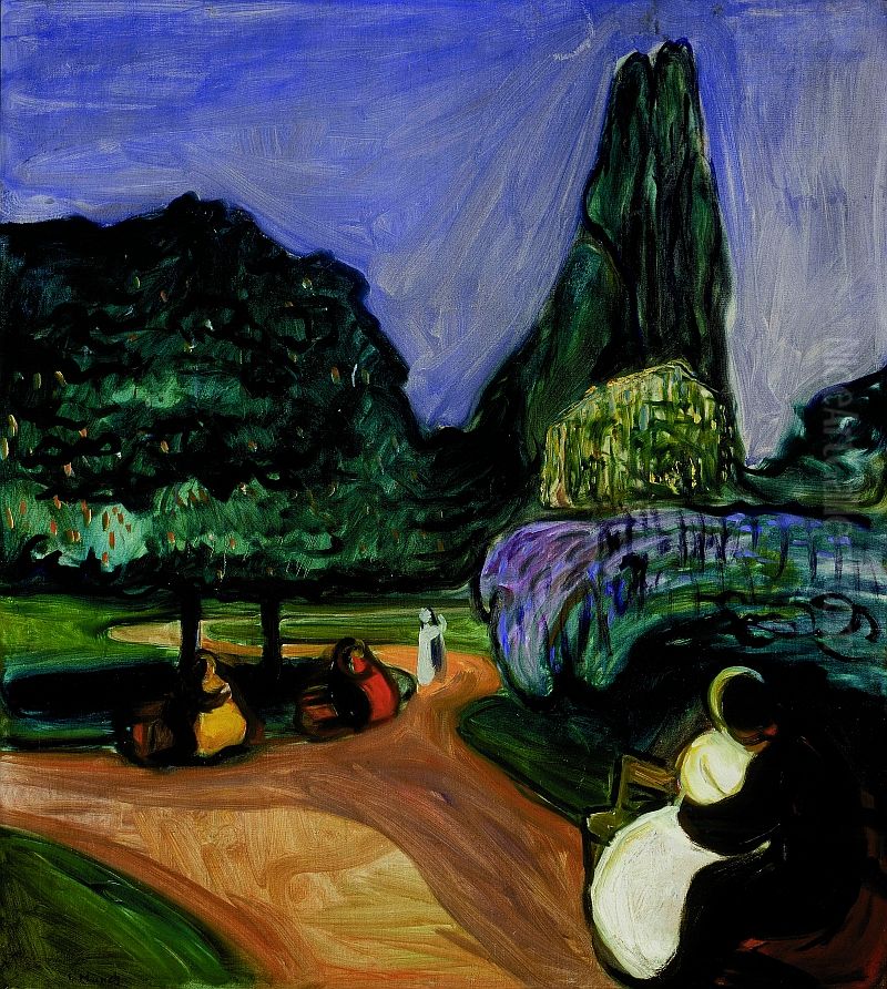 Summer Night in Studenterlunden Oil Painting by Edvard Munch