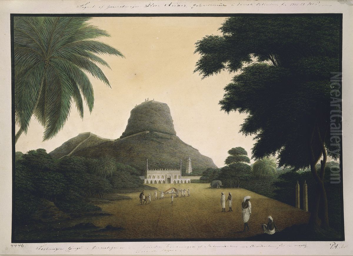 Festningen Gingee i Karnatik Oil Painting by Peter Anker