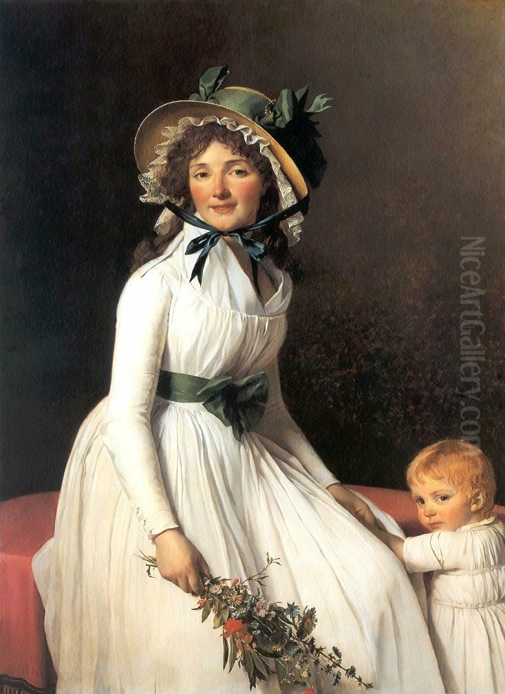 Portrait of Madame Emilie Seriziat and her Son Oil Painting by Jacques-Louis David