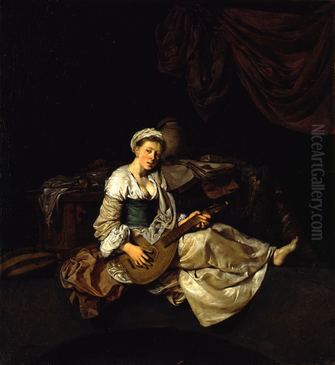 Zisterspielerin Oil Painting by Cornelis Pietersz Bega