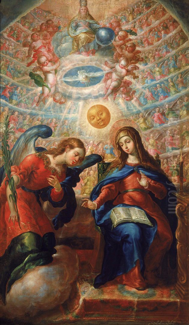 Annunciation Oil Painting by Cristobal de Villalpando