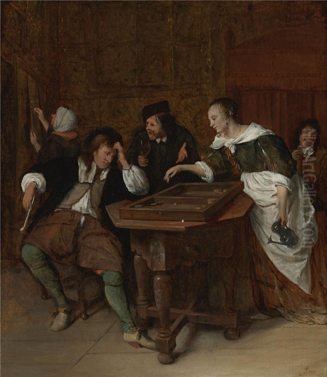 Tric-trac spelers Oil Painting by Jan Steen