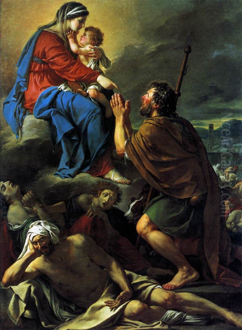 Saint Roch intercede aupres de la Vierge pour la guerison des pestiferes Oil Painting by Jacques-Louis David