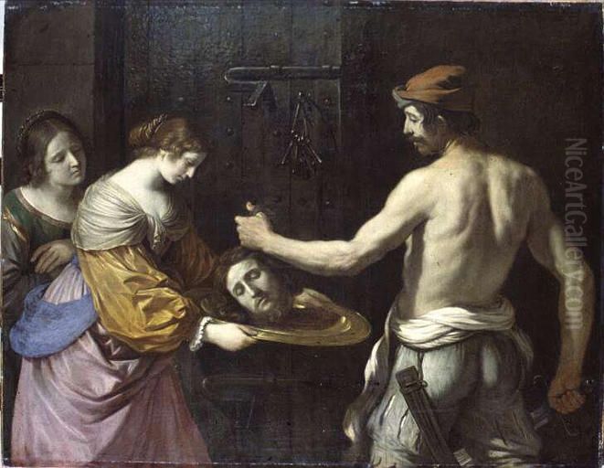 Salome recevant la tete de saint Jean-Baptiste Oil Painting by Giovanni Francesco Barbieri