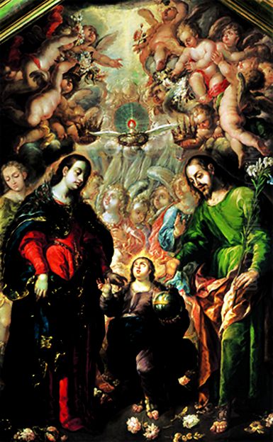 Holy Family Oil Painting by Cristobal de Villalpando
