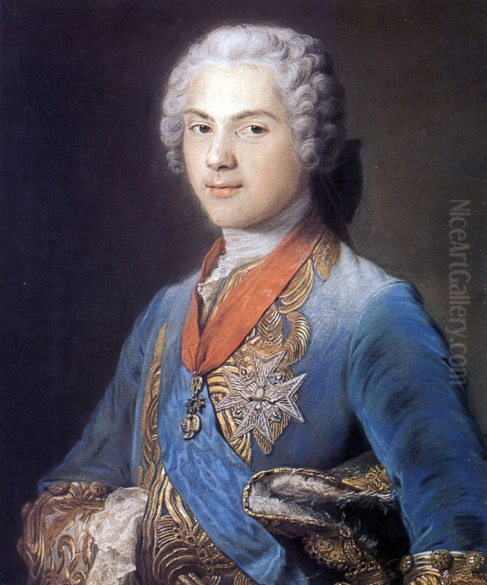 Portrait de Louis de France, duc de Bourgogne, dauphin (1729-1765) Oil Painting by Maurice Quentin de La Tour