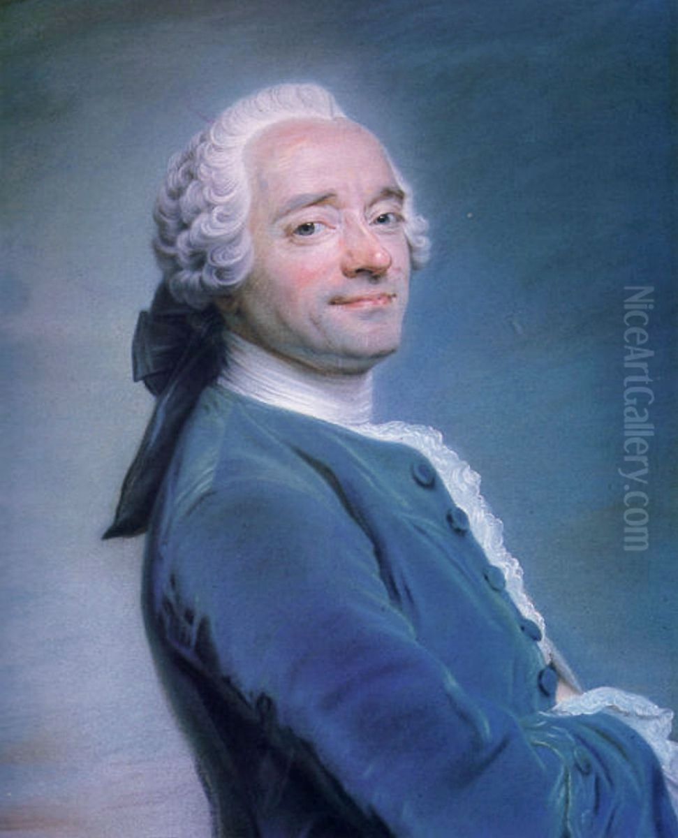 Autoportrait au jabot de dentelle Oil Painting by Maurice Quentin de La Tour