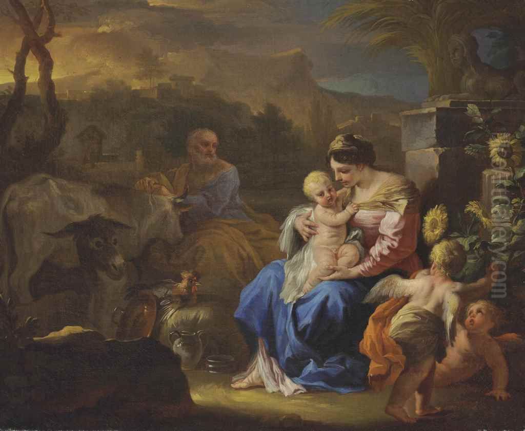 Rest on the Flight into Egypt Oil Painting by Francesco Solimena