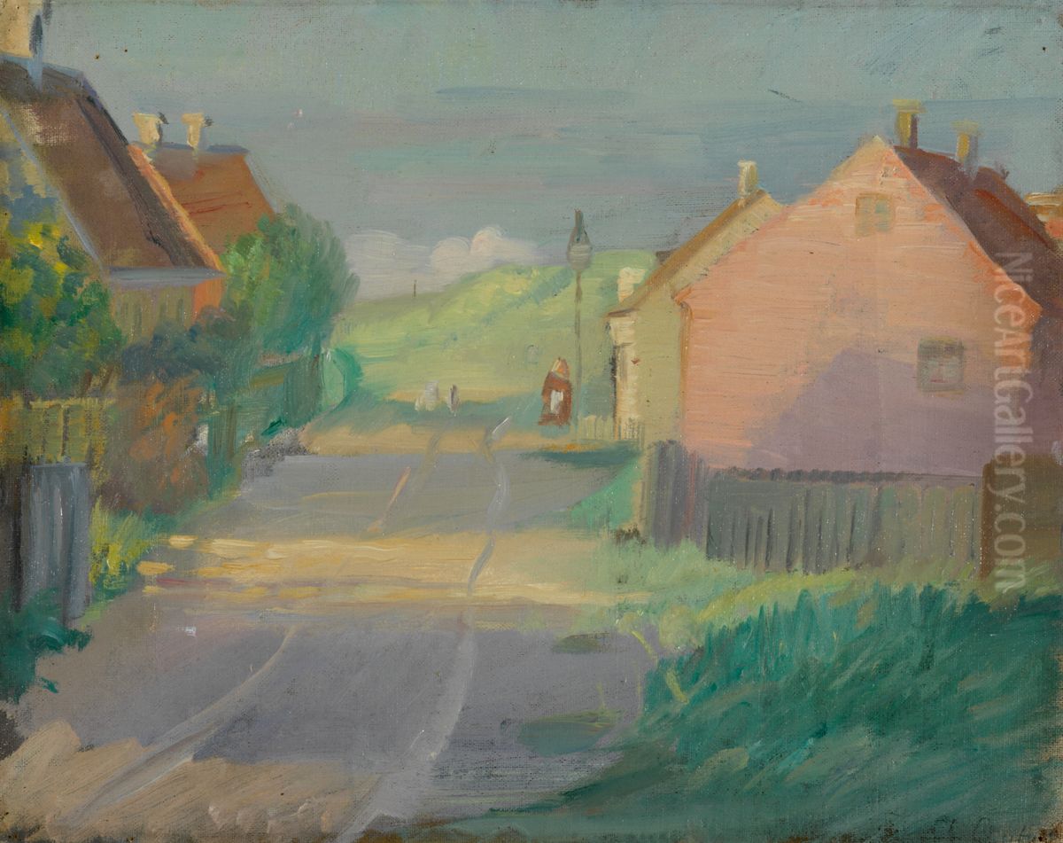 Osterbyvej. A lane in Skagen's East Town. Oil Painting by Anna Ancher