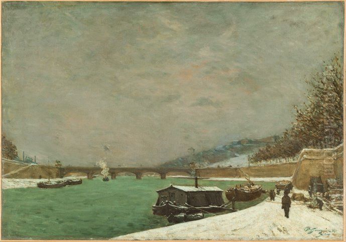 La Seine au pont d'Iena, ou Temps de neige Oil Painting by Paul Gauguin