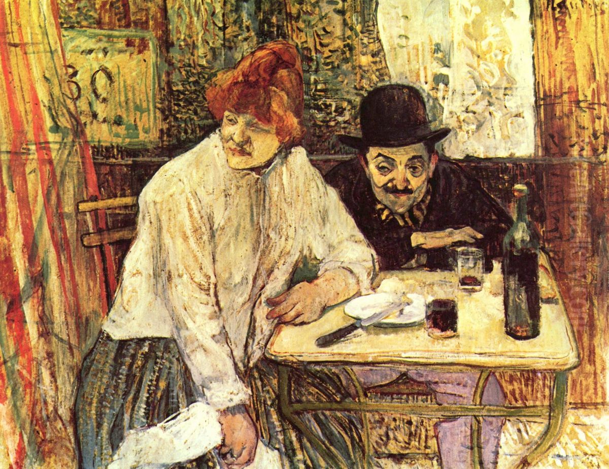 At the Cafe La Mie Oil Painting by Henri De Toulouse-Lautrec